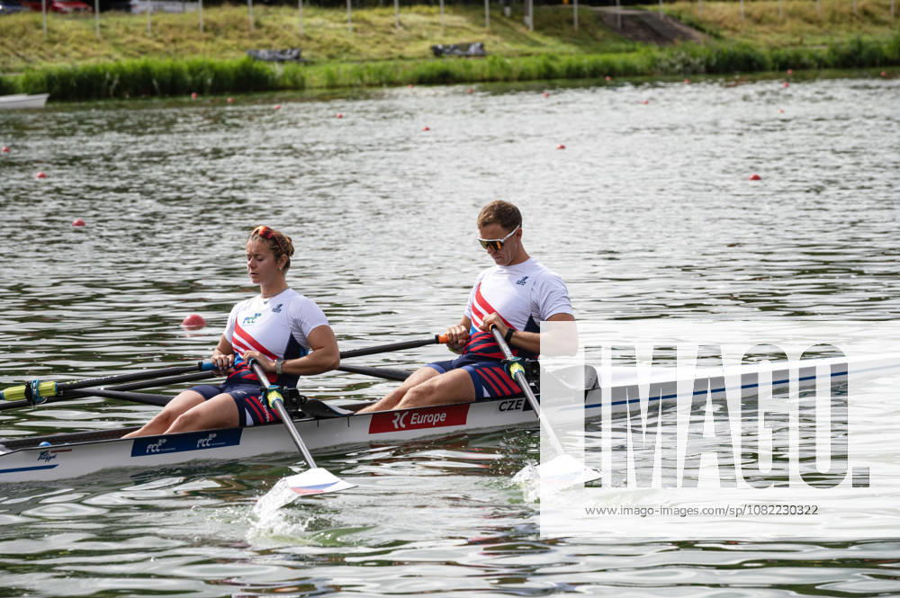 Amsterdam The Netherlands 30th August 2026 2026 World Rowing Championships on the Bosbaan in Amsterdam Mixed Double Sculls Final B (Final) teams make their ways to the start. B Jakub Podrazil S Pavlina Flamikova (CZE)