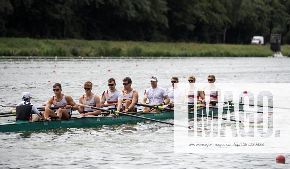 Amsterdam The Netherlands 30th August 2026 2026 World Rowing Championships on the Bosbaan in Amsterdam Men s Eight Final A (Final) Rowers make their ways to the start. B Soenke Kruse 2 Theis Hagemeister 3 Olaf Roggensack 4 Mattes Schoenherr 5 Tassilo Von Mueller 6 Julius Christ 7 Paul Klapperich S Frederik Breuer C Jonas Wiesen (GER)