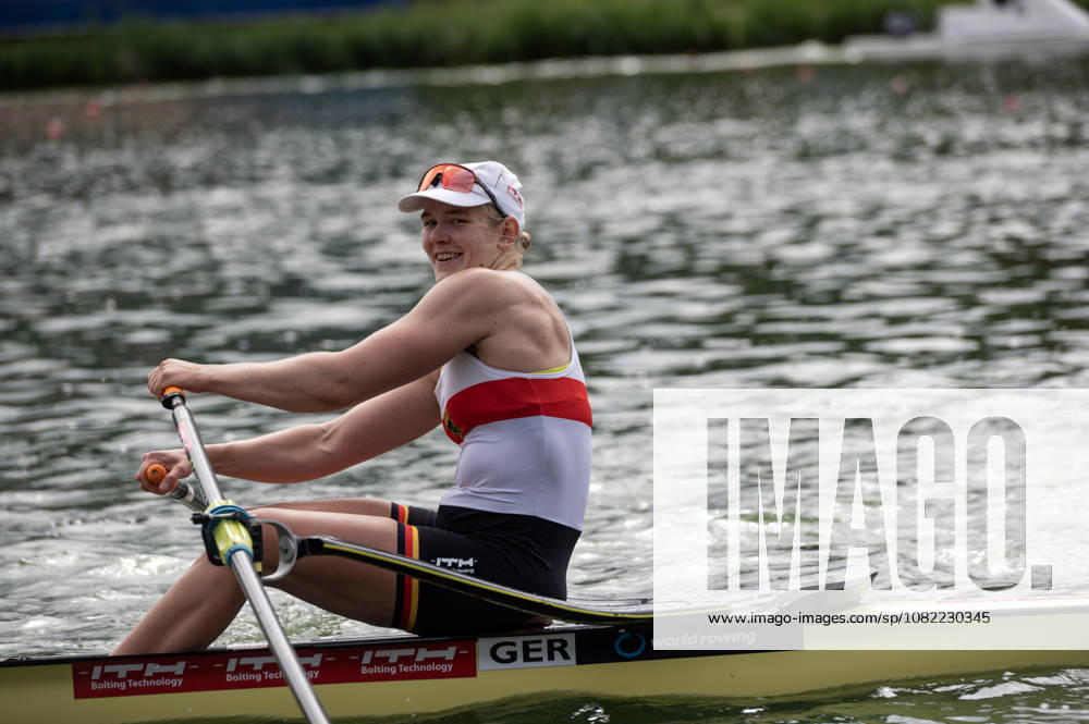 Amsterdam The Netherlands 30th August 2026 2026 World Rowing Championships on the Bosbaan in Amsterdam Women s Single Sculls Final B (Final) Alexandra Foester (GER) after winning the B final.