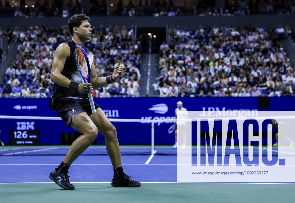 US Open tennis tournament - Day 2 Ben Shelton of USA reacts during his match against Tallon Griekspoor of Netherlands during the Men s Singles first round of the US Open Tennis Championships in Flushing Meadows, New York, USA, 31 August 2026. FLUSHING MEADOWS NEW YORK United States