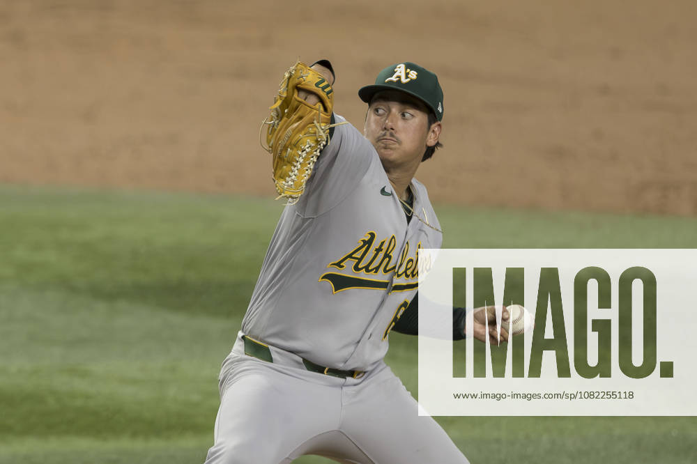 Athletics pitcher GAGE JUMP (61) throws against the Texas Rangers at Globe Life Field. Rangers win 8-1. Arlington USA - ZUMAf180 20260831_zsp_f180_001