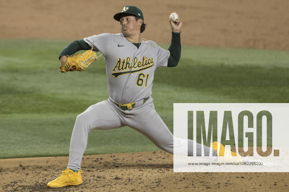 Athletics pitcher GAGE JUMP (61) throws against the Texas Rangers at Globe Life Field. Rangers win 8-1. MLB, Baseball Herren, USA 2026: Rangers 8:1 Athletics - ZUMAf180 20260831_zsp_f180_022