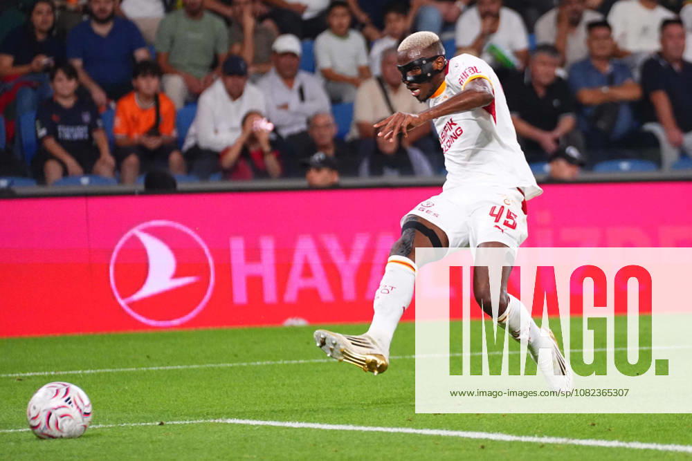 Victor Osimhen of Galatasaray SK shoots during the Turkish Super League 2026 27 match between Baseaksehir FK and Galatasaray SK at Basaksehir Fatih Terim Stadium, 2026 in Istanbul, Turkey. Istanbul Basaksehir Turkey