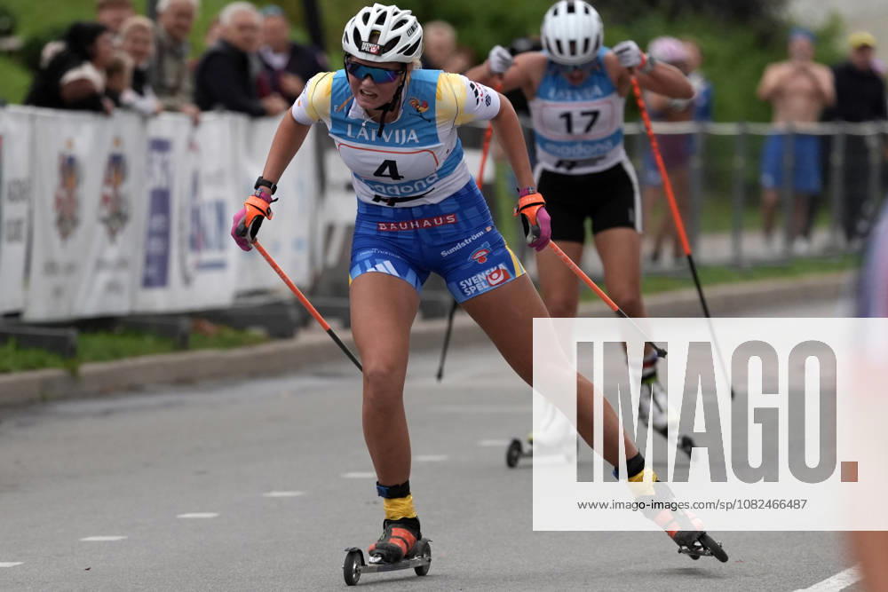 Matilda Grahn of Sweden competes during the Junior Women mass start race of the FIS Rollerski World Championships 2026 in Madona, Latvia, on September 6, 2026. Madona Latvia
