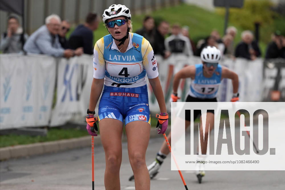 Matilda Grahn of Sweden competes during the Junior Women mass start race of the FIS Rollerski World Championships 2026 in Madona, Latvia, on September 6, 2026. Madona Latvia
