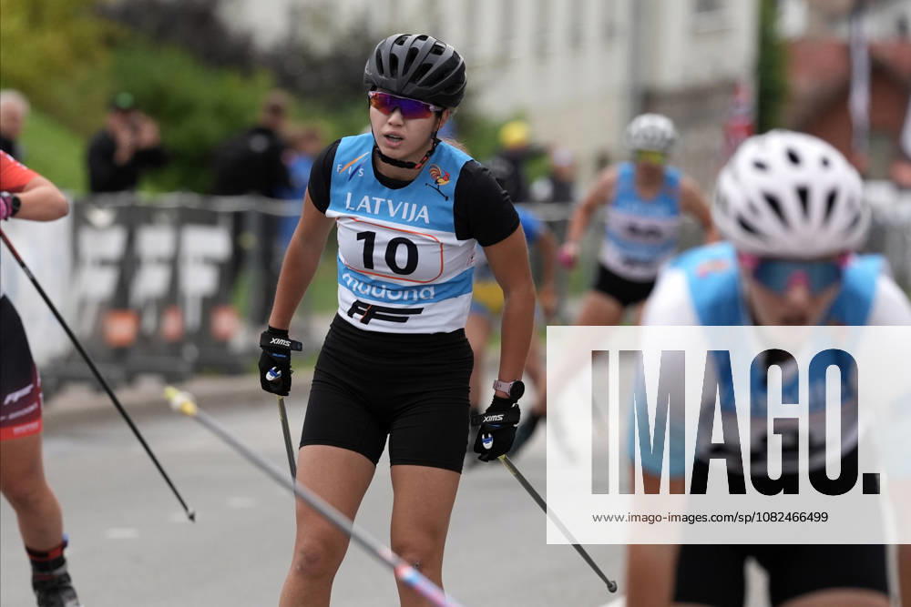 Dilyara Beisekeyeva of Kazakhstan competes during the Junior Women mass start race of the FIS Rollerski World Championships 2026 in Madona, Latvia, on September 6, 2026. Madona Latvia