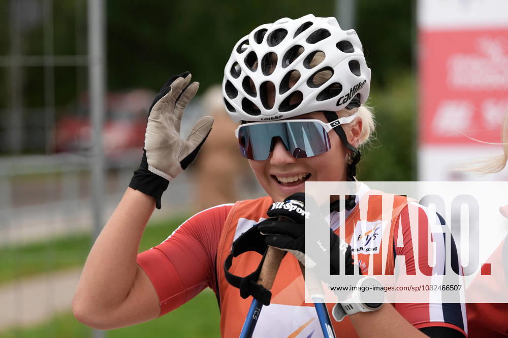 Emilie Ruud Lia of Norway reacts after the Junior Women mass start race of the FIS Rollerski World Championships 2026 in Madona, Latvia, on September 6, 2026. Madona Latvia