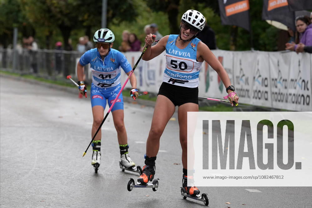 Magdalena Kobielusz of Poland and Maria Eugenia Boccardi of Italy compete during the Women mass start race of the FIS Rollerski World Championships 2026 in Madona, Latvia, on September 6, 2026. Madona Latvia