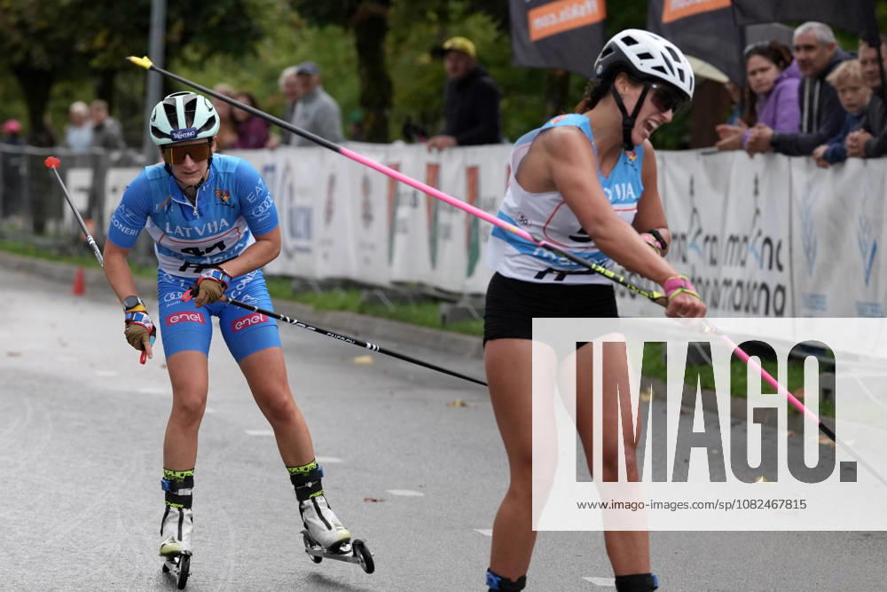 Magdalena Kobielusz of Poland and Maria Eugenia Boccardi of Italy compete during the Women mass start race of the FIS Rollerski World Championships 2026 in Madona, Latvia, on September 6, 2026. Madona Latvia