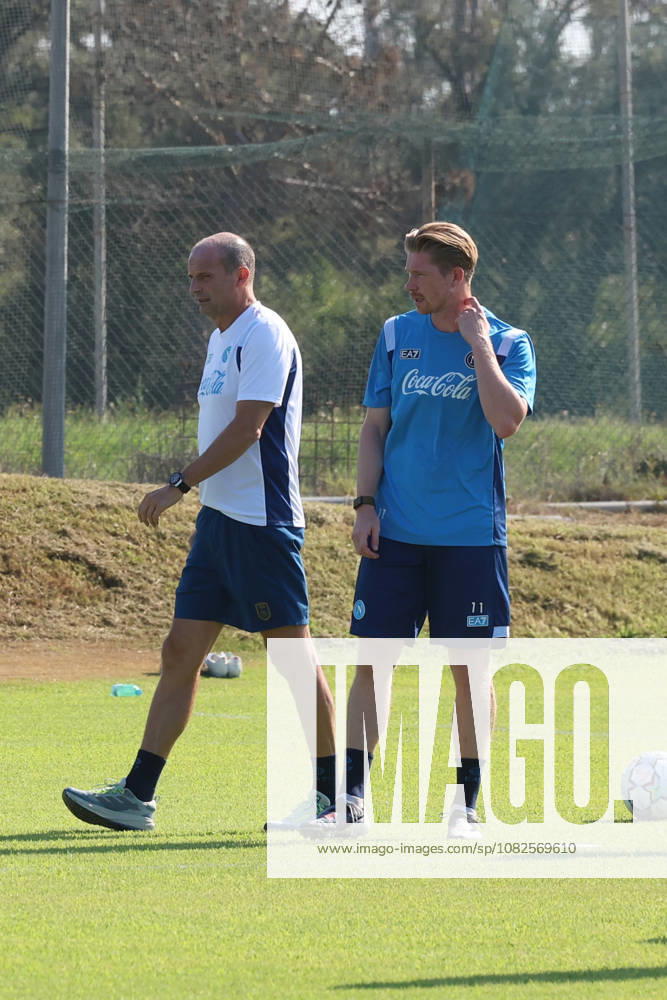 SSC Napoli Training Session Massimiliano Allegri, coach of Napoli, and Kevin De Bruyne of Napoli during a training session ahead of the UEFA Champions League 2026 27 at the Napoli training center in Castel Volturno, Italy, on September 8, 2026. Castel Volturno Napoli Italy