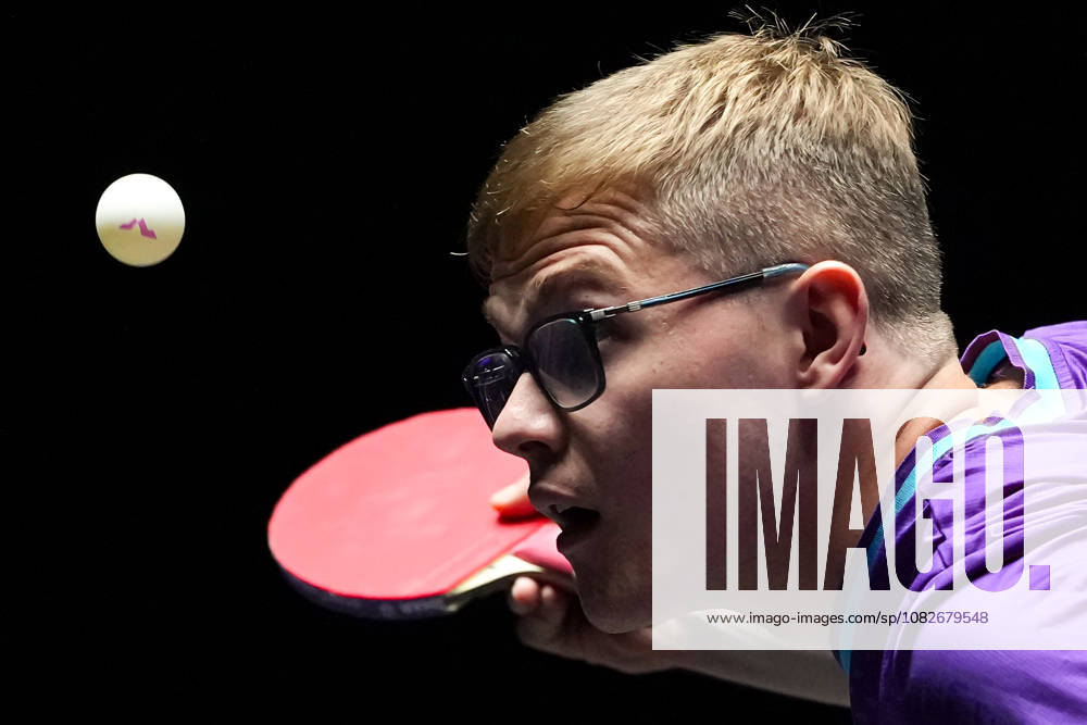 (260909) -- MACAO, Sept. 9, 2026 -- Alexis Lebrun serves during the men s singles round of 32 match between Manav Thakkar of India and Alexis Lebrun of France at the 2026 World Table tennis, Tischtennis (WTT) Champions Macao in Macao, south China, Sept. 9, 2026. ) (SP)CHINA-MACAO-TABLE TENNIS-WTT-MEN S SINGLES (CN) CheongxKamxKa