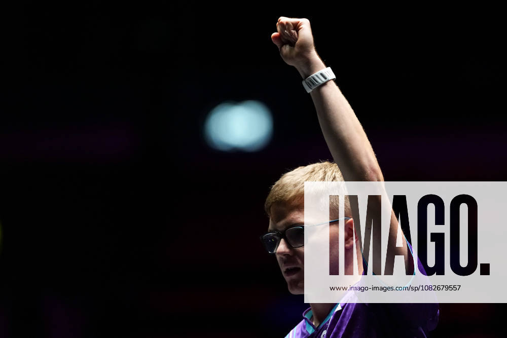 (260909) -- MACAO, Sept. 9, 2026 -- Alexis Lebrun reacts during the men s singles round of 32 match between Manav Thakkar of India and Alexis Lebrun of France at the 2026 World Table tennis, Tischtennis (WTT) Champions Macao in Macao, south China, Sept. 9, 2026. ) (SP)CHINA-MACAO-TABLE TENNIS-WTT-MEN S SINGLES (CN) CheongxKamxKa