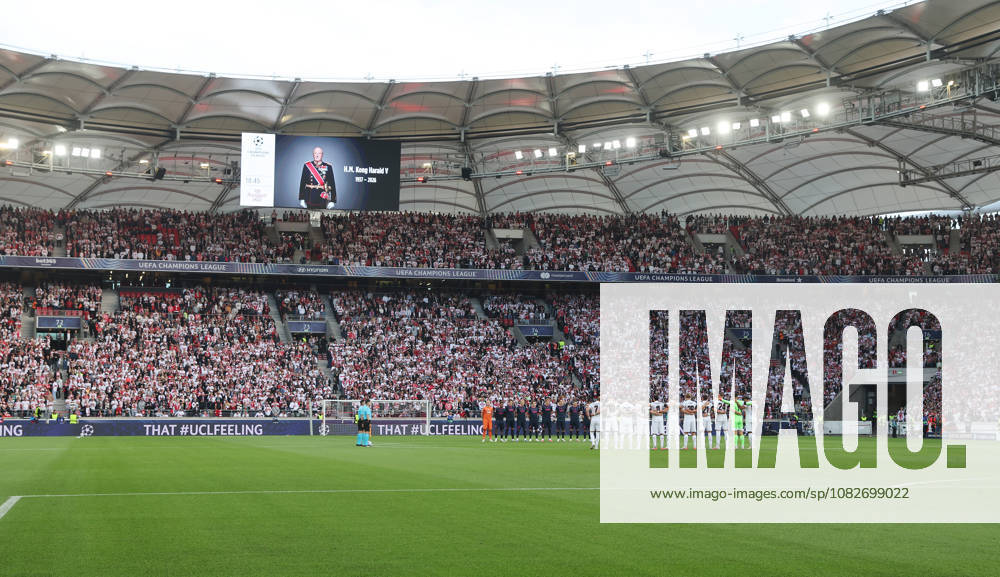 Stuttgart , Fußball UEFA Champions League VfB Stuttgart vs. Viking Stavanger , Gedenkminute für König Harald