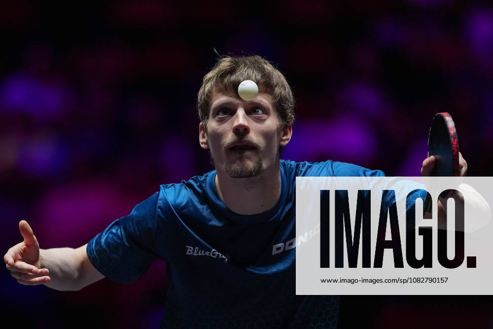 (260910) -- MACAO, Sept. 10, 2026 -- Anders Lind serves during the men s singles round of 16 match between Harimoto Tomokazu of Japan and Anders Lind of Denmark at the 2026 World Table tennis, Tischtennis (WTT) Champions Macao in Macao, south China, Sept. 10, 2026. ) (SP)CHINA-MACAO-TABLE TENNIS-WTT-MEN S SINGLES (CN) CheongxKamxKa