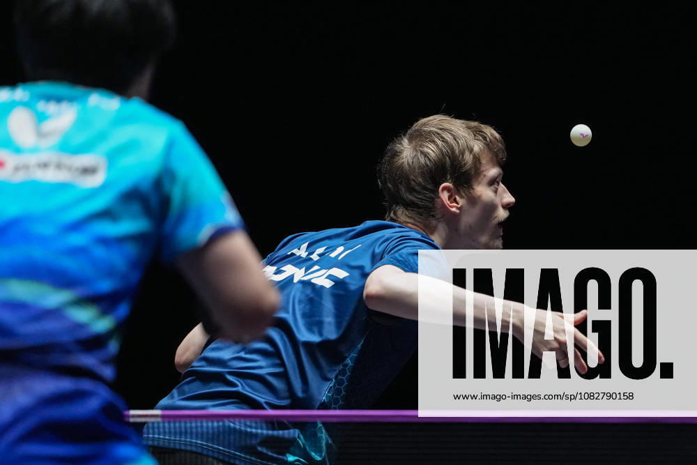 (260910) -- MACAO, Sept. 10, 2026 -- Anders Lind serves during the men s singles round of 16 match between Harimoto Tomokazu of Japan and Anders Lind of Denmark at the 2026 World Table tennis, Tischtennis (WTT) Champions Macao in Macao, south China, Sept. 10, 2026. ) (SP)CHINA-MACAO-TABLE TENNIS-WTT-MEN S SINGLES (CN) CheongxKamxKa