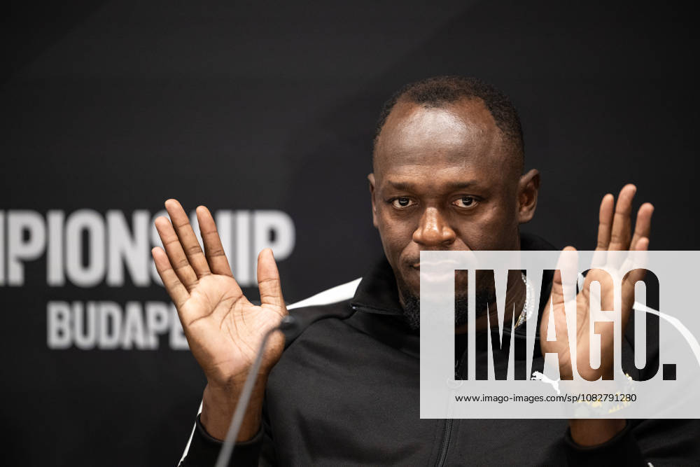 Usain Bolt at a press conference, PK, Pressekonferenz during a media day for the 2026 World Athletics Ultimate Championship on September 10, 2026 in Budapest. Photo: Joel Marklund BILDBYRAN kod JM JM0849 bbeng friidrott athletics friidrett 2026 world athletics ultimate championship budapest 26 presskonferens