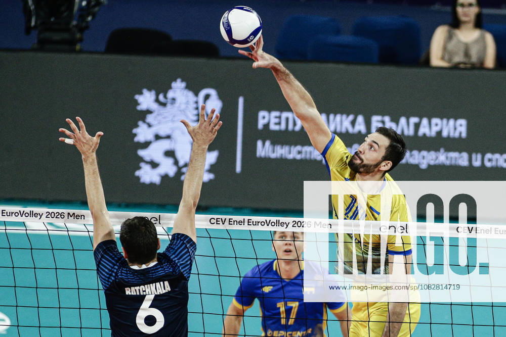 IPA88363252 - Ukraine s Yurii Semeniuk in action during the CEV Enel Eurovolley 2026 pool phase match between Israel and Ukraine at Arena 8888 in Sofia, Bulgaria, on September 10, 2026