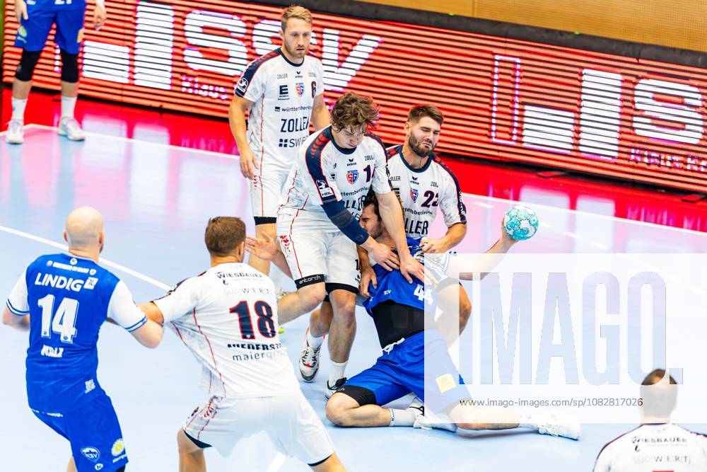 GER, Handball, Maenner, Saison 26 27, Opel 1.Bl, 4.Spieltag, ThSV Eisenach - SG BBM Bietigheim Stephan Seitz (ThSV Eisenach,44), Fynn-Luca Nicolaus (SG BBM Bietigheim), Marcus Norrbrink (SG BBM Bietigheim) 99817 Eisenach Werner-Assmann-Halle Am Sportp Thueringen Deutschland
