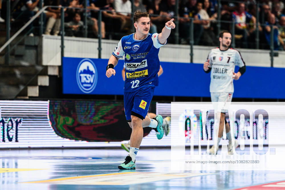 Felix Aellen (ThSV Eisenach, 22) Jubel zum 7m Treffer. GER, ThSV Eisenach gegen SG BBM Bietigheim, 1. Opel Handballbundesliga, Handball, 4.Spieltag, Saison 2026 2027, 19.00 Uhr, 10.09.2026 GER, ThSV Eisenach gegen SG BBM Bietigheim, 1. Opel Handballbundesliga, Handball, 4.Spieltag, Saison 2026 2027, 19.00 Uhr, 10.09.2026 Eisenach