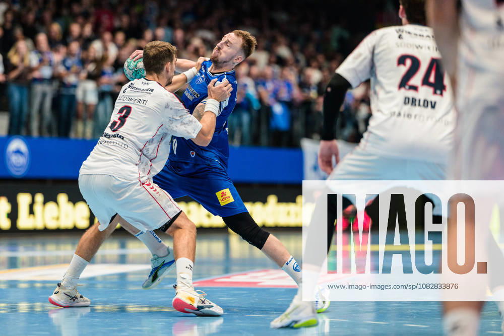 Dominik Solak (ThSV Eisenach, 30), Nikola Vlahovic (SG BBM Bietigheim, 03), Maxim Orlov (SG BBM Bietigheim, 24) GER, ThSV Eisenach gegen SG BBM Bietigheim, 1. Opel Handballbundesliga, Handball, 4.Spieltag, Saison 2026 2027, 19.00 Uhr, 10.09.2026 GER, ThSV Eisenach gegen SG BBM Bietigheim, 1. Opel Handballbundesliga, Handball, 4.Spieltag, Saison 2026 2027, 19.00 Uhr, 10.09.2026 Eisenach