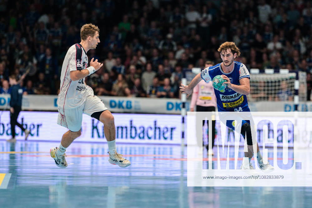 Stephan Seitz (ThSV Eisenach, 44), Nikola Vlahovic (SG BBM Bietigheim, 03) GER, ThSV Eisenach gegen SG BBM Bietigheim, 1. Opel Handballbundesliga, Handball, 4.Spieltag, Saison 2026 2027, 19.00 Uhr, 10.09.2026 GER, ThSV Eisenach gegen SG BBM Bietigheim, 1. Opel Handballbundesliga, Handball, 4.Spieltag, Saison 2026 2027, 19.00 Uhr, 10.09.2026 Eisenach