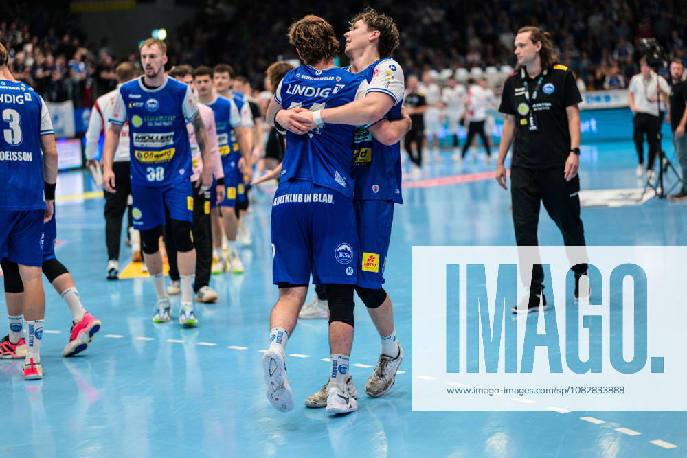 Tillman Leu (ThSV Eisenach, 99), Stephan Seitz (ThSV Eisenach, 44) jubeln nach dem Abpfiff. GER, ThSV Eisenach gegen SG BBM Bietigheim, 1. Opel Handballbundesliga, Handball, 4.Spieltag, Saison 2026 2027, 19.00 Uhr, 10.09.2026 GER, ThSV Eisenach gegen SG BBM Bietigheim, 1. Opel Handballbundesliga, Handball, 4.Spieltag, Saison 2026 2027, 19.00 Uhr, 10.09.2026 Eisenach