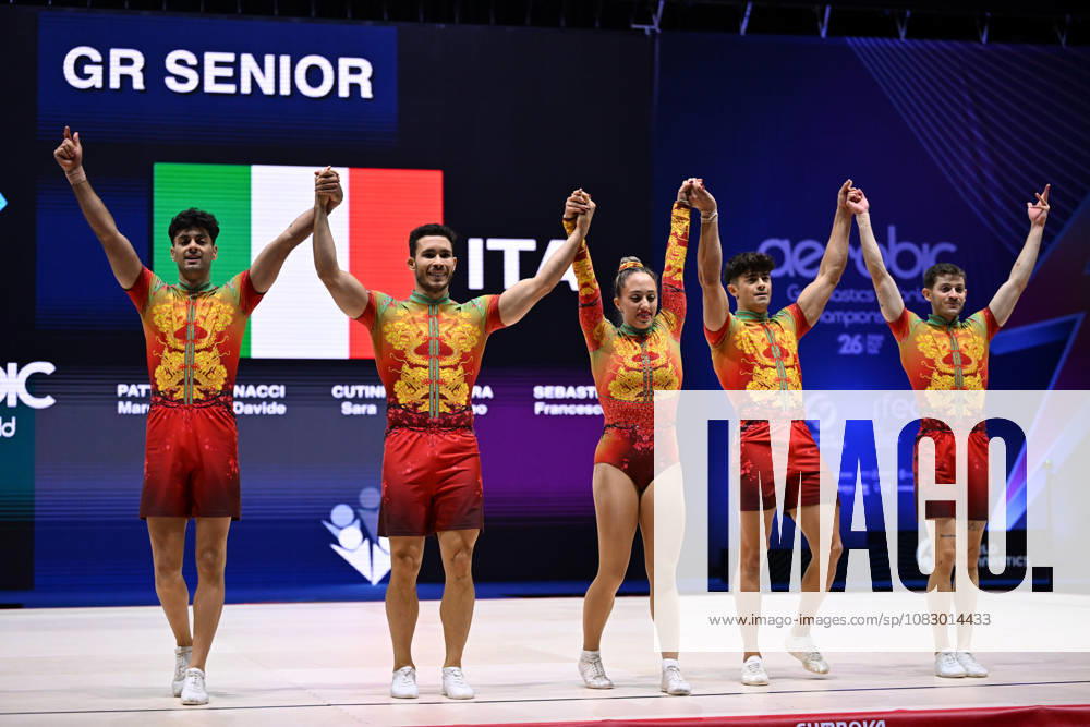 IPA88432238 - Marcello PATTERI Davide NACCI Sara CUTINI Matteo FALERA Francesco SEBASTIO (ITA) at the 19th World Aerobic Gymnastics Championships in Pamplona, Spain, on September 12, 2026