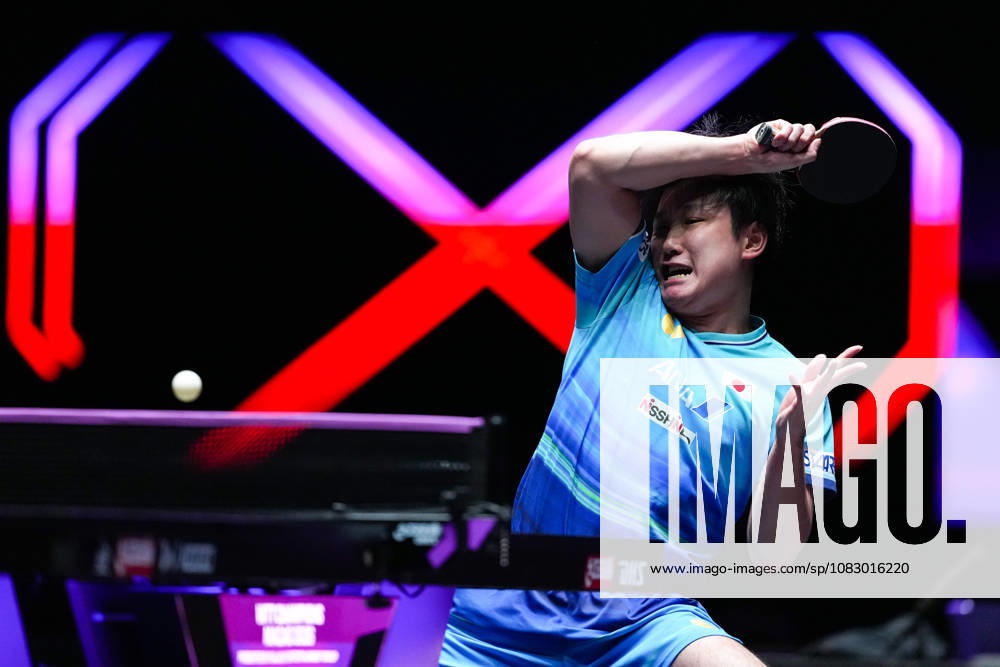 (260912) -- MACAO, Sept. 12, 2026 -- Harimoto Tomokazu of Japan hits a return during the men s singles quarterfinal match against Zhou Qihao of China at the 2026 World Table tennis, Tischtennis (WTT) Champions Macao in Macao, south China, Sept. 12, 2026. ) (SP)CHINA-MACAO-TABLE TENNIS-WTT-MEN S SINGLES (CN) CheongxKamxKa