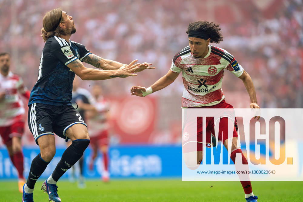 Joshua Bitter (MSV Duisburg, 29) und Anas Slimani (Fortuna Düsseldorf, 34) im Zweikampf Fortuna Duesseldorf vs. MSV Duisburg, Fussball, 3.Liga, 05.Spieltag, Saison 2026 27, 12.09.2026, DFL REGULATIONS PROHIBIT ANY USE OF PHOTOGRAPHS AS IMAGE SEQUENCES AND OR QUASI-VIDEO, Fortuna Duesseldorf vs. MSV Duisburg, Fussball, 3.Liga, 5.Spieltag, Saison 2026 27, 12.09.2026 Düsseldorf