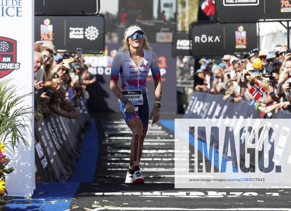 Ironman 70.3 femmes PHOTOPQR NICE MATIN Dylan Meiffret ; Nice ; 12 09 2026 ; Premier jour féminin de l Ironman 70.3 a Nice ICI : la niçoise Marjolaine Pierré arrive a la 5e place - Nice, France, September 12, 2026. The first day of the 2026 IRONMAN 70.3 World Championship, WM, Weltmeisterschaft in Nice, dedicated to the women’s race. Professional women started at 7 a.m. from Plage des Ponchettes, followed by age-group competitors. The triathlon consists of a 1.9 km swim, a 90 km bike course through the Alpes-Maritimes and a 21.1 km run along the Promenade des Anglais. Nice France