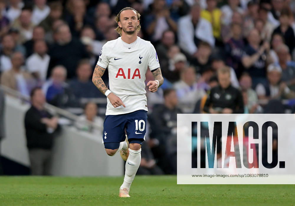 Tottenham Hotspur V Everton. Premier League. James Maddison (Spurs) during the Tottenham Hotspur V Everton Premier League match at the Tottenham Hotspur Stadium, London. This Image is for . Licence required from the Football DataCo for any other use. Tottenham Tottenham Hotspur Stadium UK