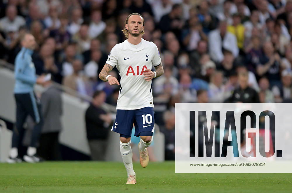 Tottenham Hotspur V Everton. Premier League. James Maddison (Spurs) during the Tottenham Hotspur V Everton Premier League match at the Tottenham Hotspur Stadium, London. This Image is for . Licence required from the Football DataCo for any other use. Tottenham Tottenham Hotspur Stadium UK