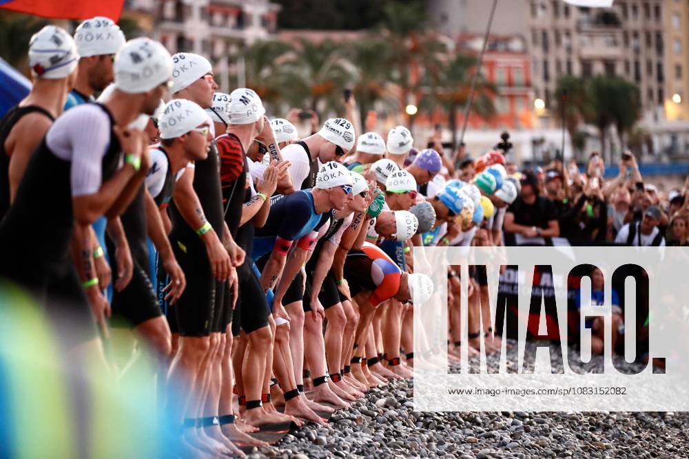 Ironman 70.3 masculin PHOTOPQR NICE MATIN Dylan Meiffret ; Nice ; 13 09 2026 ; Ironman 70.3 masculin, départ natation et, sortie d eau. Vélo départ Nice; September 13, 2026; Men s Ironman 70.3: swim start and swim exit; bike start. Nice France