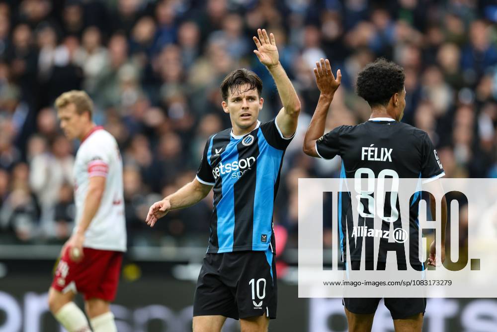 Club s Hugo Vetlesen and Club s Felix Lemarechal are pictured during a soccer match between Club Brugge and Royal Antwerp FC, Sunday 13 September 2026 in Brugge, on day 6 of the 2026-2027 Jupiler Pro League first division of the Belgian championship. BRUNOxFAHY x186197529x