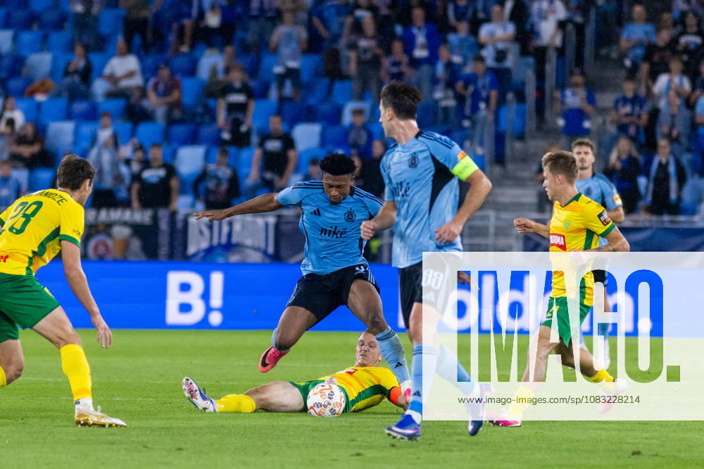 Rahim Ibrahim of SK Slovan Bratislava Nike Liga 8. Round game between teams SK Slovan Bratislava and MSK Zilina (Dominika Kortvelyesiova Ball Raw Images) Bratislava Tehelne pole stadium Slovakia