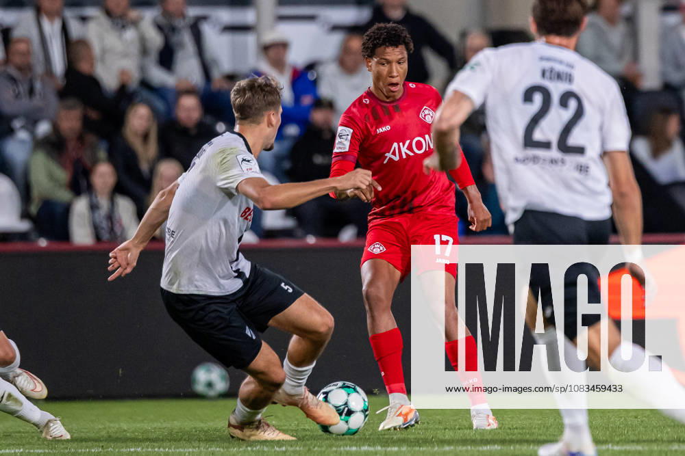 (L-R) Nick Seidel (SC Verl, 05) im Zweikampf mit Liam Omore (FC Wuerzburger Kickers, 17) GER, SC Verl vs. FC Wuerzburger Kickers, Fussball, 3. Liga, 7. Spieltag, Spielzeit 2026 2027, 18.09.2026 DFL Regulations prohibit any use of photographers as image sequences and or quasi-video. GER, SC Verl vs. FC Wuerzburger Kickers, Fussball, 3. Liga, 7. Spieltag, Spielzeit 2026 2027, 18.09.2026 Verl