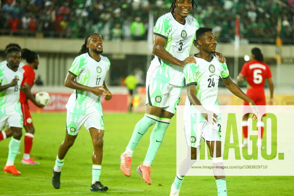 Moses Usor, Alex Iwobi, Onyemaechi Bruno, Nigeria during the PAMOJA 2027 Africa Cup of Nations (AFCON) qualifier match between Nigeria and Madagascar at Godswill Akpabio Stadium on September 25, 2026 in Uyo, Nigeria. Photo by Nsidibe Akpan