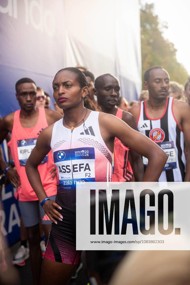 Tigst Assefa (ETH, Ethiopia) before the 52. BMW Berlin Marathon at Berlin on September 27, 2026 in Berlin, Germany.
