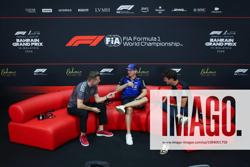 F1 - BAHRAIN GRAND PRIX IN MALAYSIA 2026 press conference, PK, Pressekonferenz HULKENBERG Nico (ger), Audi F1 Team R26, VERSTAPPEN Max (nld), Red Bull Racing Ford RB22, BEARMAN Ollie Oliver (gbr), TGR Haas F1 Team VF-26, portrait during the 2026 Formula 1 Bahrain Grand Prix in Malaysia, 16th round of the 2026 Formula One World Championship, WM, Weltmeisterschaft from October 2 to 4, 2026 on the Sepang International Circuit, in Sepang, Malaysia - SepangMalaysia