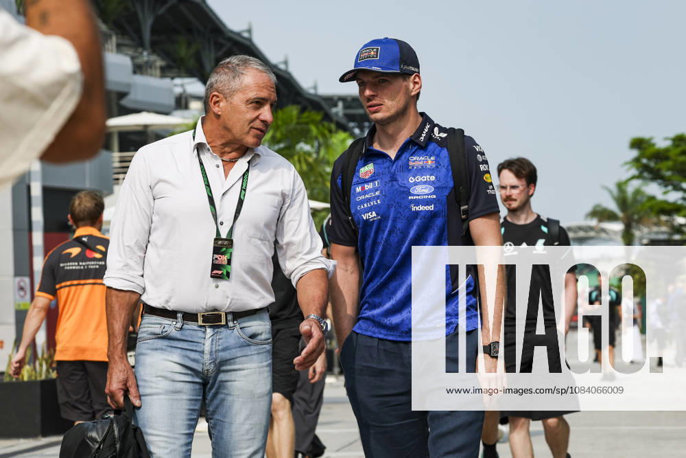 F1 - BAHRAIN GRAND PRIX IN MALAYSIA 2026 Marco Antonelli father of KIMI ANTONELLI Andrea (ita), Mercedes AMG F1 Team W17, portrait with VERSTAPPEN Max (nld), Red Bull Racing Ford RB22, portrait during the 2026 Formula 1 Bahrain Grand Prix in Malaysia, 16th round of the 2026 Formula One World Championship, WM, Weltmeisterschaft from October 2 to 4, 2026 on the Sepang International Circuit, in Sepang, Malaysia - SepangMalaysia