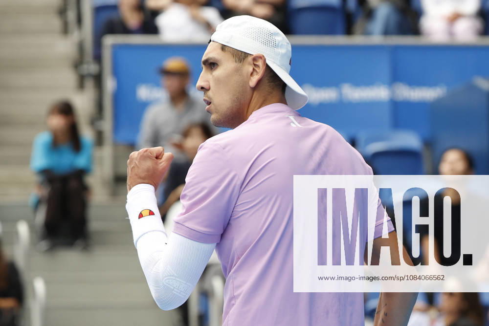 Alejandro Tabilo (Chile) reacts against Denis Shapovalov (Canada) during their Round of 16 match at the Kinoshita Group Japan Open Tennis Championships at Ariake Colosseum in Tokyo. The tournament runs from September 29 to October 6. Shapovalov won 7-5, 3-6, 6-4. Tokyo Japan - ZUMAm191 20261003_aap_m191_006