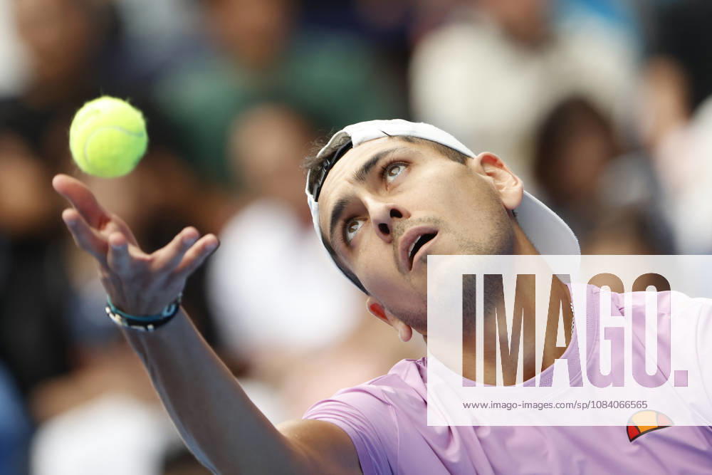Alejandro Tabilo (Chile) serves against Denis Shapovalov (Canada) during their Round of 16 match at the Kinoshita Group Japan Open Tennis Championships at Ariake Colosseum in Tokyo. The tournament runs from September 29 to October 6. Shapovalov won 7-5, 3-6, 6-4. Tokyo Japan - ZUMAm191 20261003_aap_m191_010