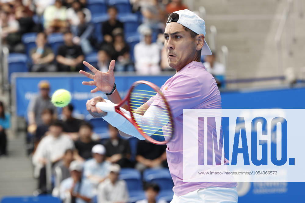 Alejandro Tabilo (Chile) returns a shot against Denis Shapovalov (Canada) during their Round of 16 match at the Kinoshita Group Japan Open Tennis Championships at Ariake Colosseum in Tokyo. The tournament runs from September 29 to October 6. Shapovalov won 7-5, 3-6, 6-4. Tokyo Japan - ZUMAm191 20261003_aap_m191_012