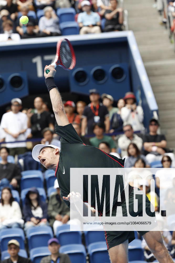 Denis Shapovalov (Canada) serves against Alejandro Tabilo (Chile) during their Round of 16 match at the Kinoshita Group Japan Open Tennis Championships at Ariake Colosseum in Tokyo. The tournament runs from September 29 to October 6. Shapovalov won 7-5, 3-6, 6-4. Tokyo Japan - ZUMAm191 20261003_aap_m191_014