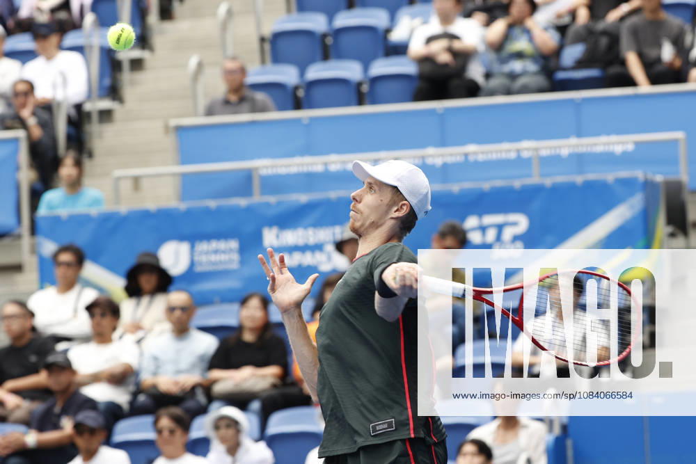 Denis Shapovalov (Canada) returns a shot against Alejandro Tabilo (Chile) during their Round of 16 match at the Kinoshita Group Japan Open Tennis Championships at Ariake Colosseum in Tokyo. The tournament runs from September 29 to October 6. Shapovalov won 7-5, 3-6, 6-4. Tokyo Japan - ZUMAm191 20261003_aap_m191_016