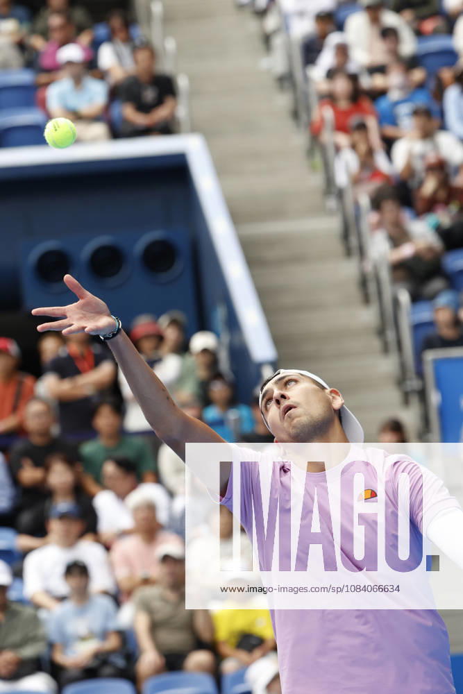 Alejandro Tabilo (Chile) serves against Denis Shapovalov (Canada) during their Round of 16 match at the Kinoshita Group Japan Open Tennis Championships at Ariake Colosseum in Tokyo. The tournament runs from September 29 to October 6. Shapovalov won 7-5, 3-6, 6-4. Tokyo Japan - ZUMAm191 20261003_aap_m191_023