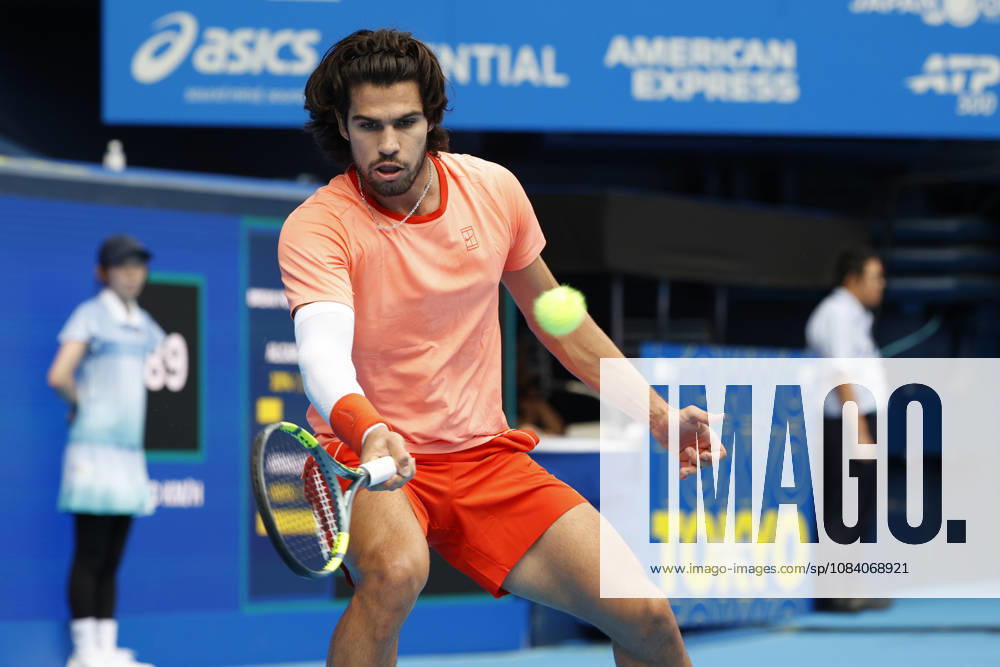 Carlos Alcaraz (Spain) returns a shot against Matteo Arnaldi (Italy) during their Round of 16 match at the Kinoshita Group Japan Open Tennis Championships at Ariake Colosseum in Tokyo. The tournament runs from September 29 to October 6. Alcaraz won 7-6(6), 6-1. Tokyo Japan - ZUMAm191 20261003_aap_m191_034
