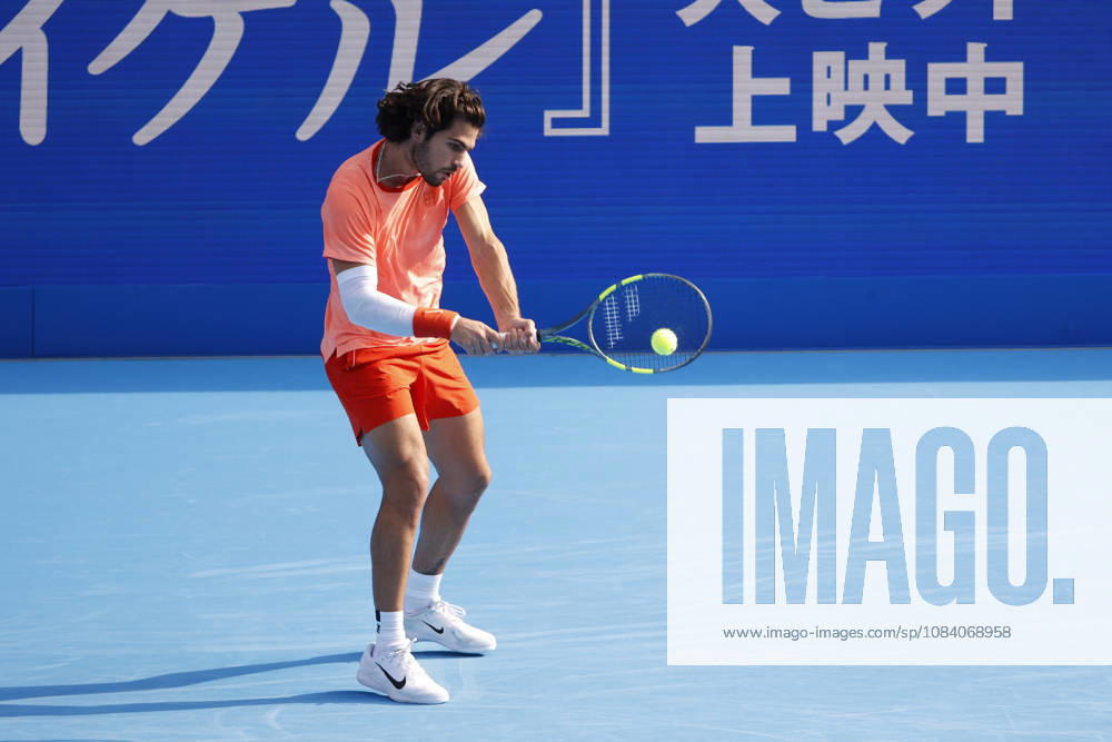 Carlos Alcaraz (Spain) returns a shot against Matteo Arnaldi (Italy) during their Round of 16 match at the Kinoshita Group Japan Open Tennis Championships at Ariake Colosseum in Tokyo. The tournament runs from September 29 to October 6. Alcaraz won 7-6(6), 6-1. Tokyo Japan - ZUMAm191 20261003_aap_m191_037