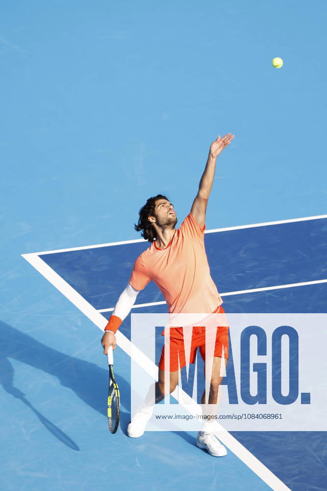 Carlos Alcaraz (Spain) serves against Matteo Arnaldi (Italy) during their Round of 16 match at the Kinoshita Group Japan Open Tennis Championships at Ariake Colosseum in Tokyo. The tournament runs from September 29 to October 6. Alcaraz won 7-6(6), 6-1. Tokyo Japan - ZUMAm191 20261003_aap_m191_042
