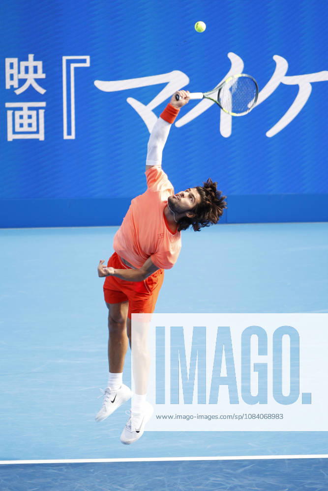 Carlos Alcaraz (Spain) serves against Matteo Arnaldi (Italy) during their Round of 16 match at the Kinoshita Group Japan Open Tennis Championships at Ariake Colosseum in Tokyo. The tournament runs from September 29 to October 6. Alcaraz won 7-6(6), 6-1. Tokyo Japan - ZUMAm191 20261003_aap_m191_040